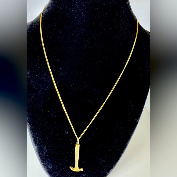 Atlas Jewelry - Vintage Atlas 12K GP Chain, with Antique 1920s Intercast CJ Hammer Charm #1063